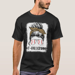 Camiseta Ball Grammy Life Messy Bun Leopard Print Softball