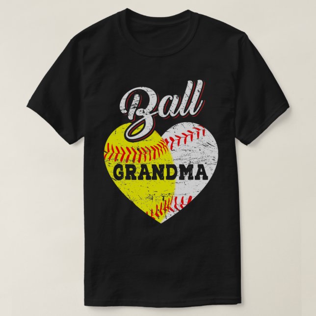 Camiseta Ball Grandma Baseball Softball Heart  (Diseño del anverso)