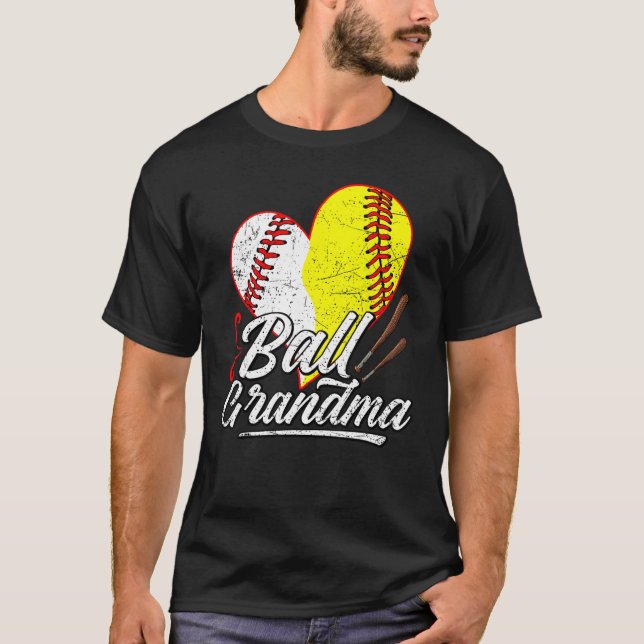 Camiseta Ball Grandma Baseball Softball Mom Heart Womens Mo (Anverso)