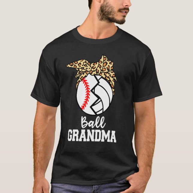 Camiseta Ball Grandma Baseball Volleyball Leopard Grandma (Anverso)