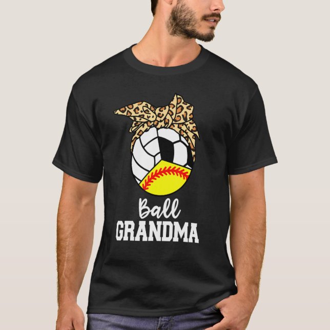 Camiseta Ball Grandma Softball Volleyball Soccer Leopard Gr (Anverso)