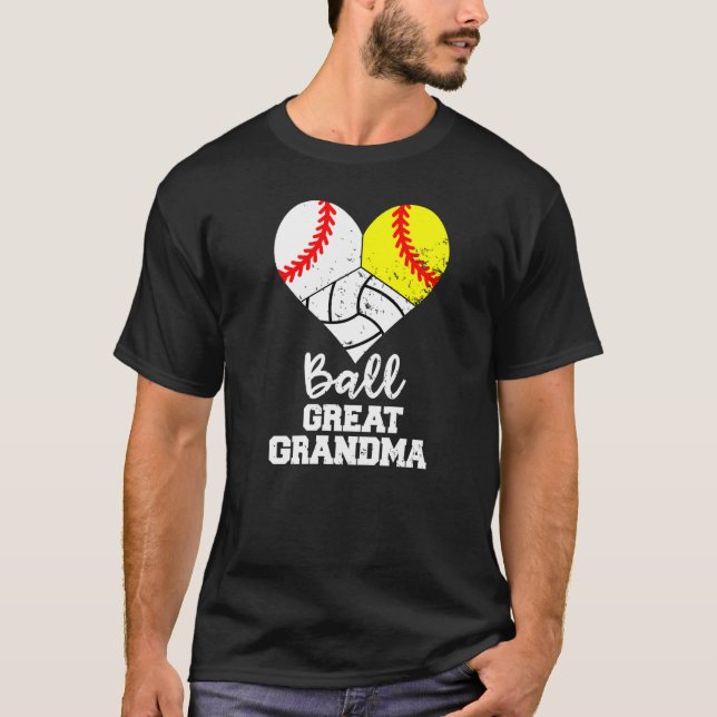 Camiseta Ball Great Grandma Heart Baseball Volley de softbo (Anverso)