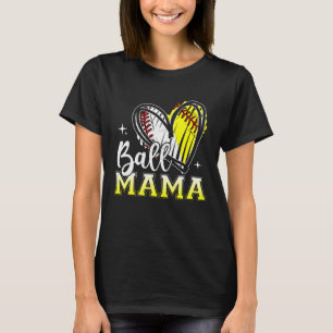 Camiseta Ball Mama Heart Baseball Softball Mamá Madre Madre