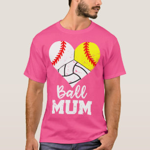 Camiseta Ball Mamá Heart Gracioso Béisbol Voleibol de Balon