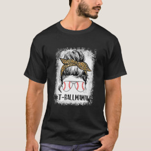 Camiseta Ball Mamaw Life Messy Bun Leopard Print Softball B