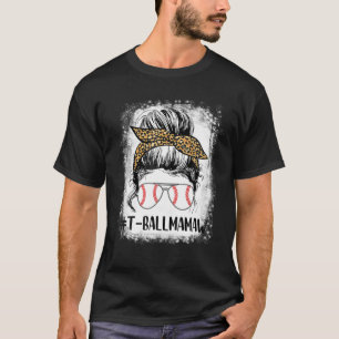 Camiseta Ball Mamaw Life Messy Bun Leopard Print Softball B