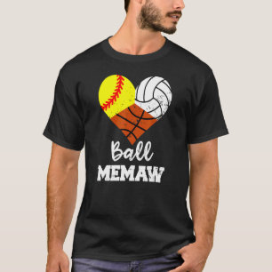 Camiseta Ball Memaw Heart Softball Volleyball Basketball M