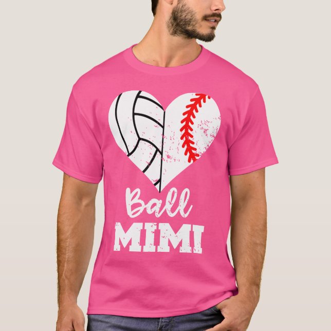 Camiseta Ball Mimi Gracioso Corazón de Voleibol de Béisbol (Anverso)