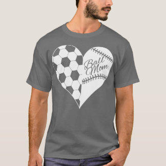Camiseta Ball Mom Baseball Softball Heart White