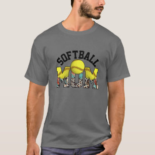 Camiseta Ball Mom Funny Softball Mom Leopard Mother's Day