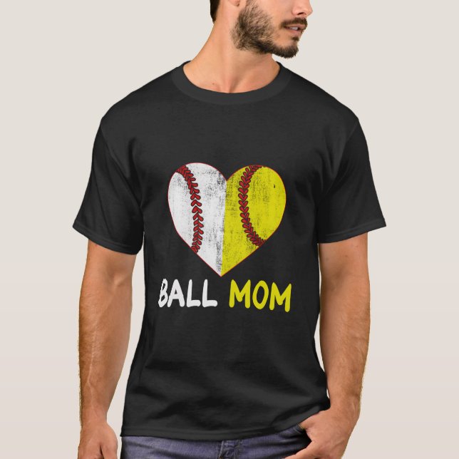 Camiseta Ball Mom He Softball Baseball Player Mothers Day (Anverso)