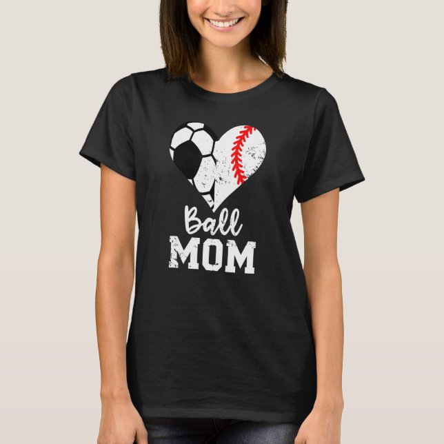 Camiseta Ball Mom Heart Baseball (Anverso)