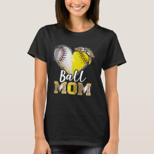 Camiseta Ball Mom Heart Baseball Softball Mama Women Madre 