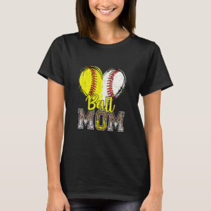 Camiseta Ball Mom Heart Baseball Softball Mama Women Madre 