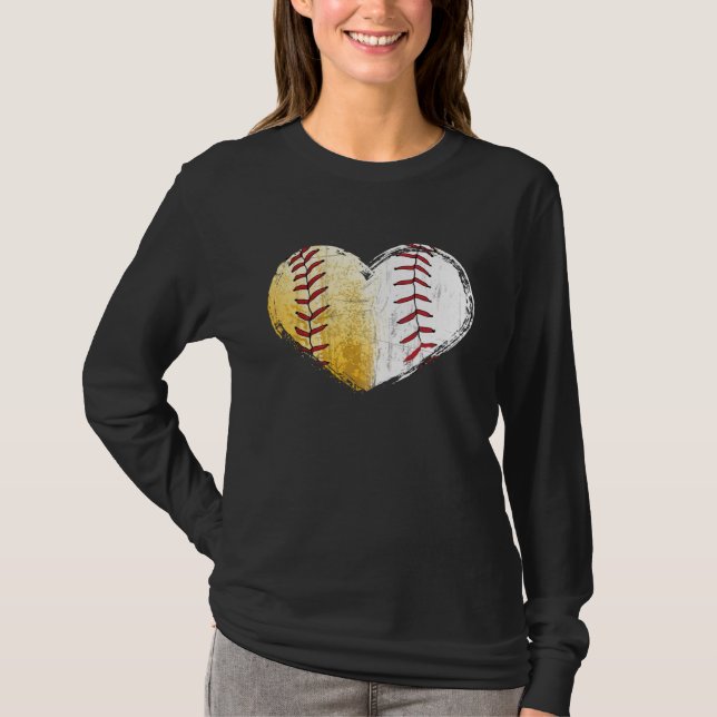Camiseta Ball Mom Heart Baseball Softball Mama Women Mother (Anverso)