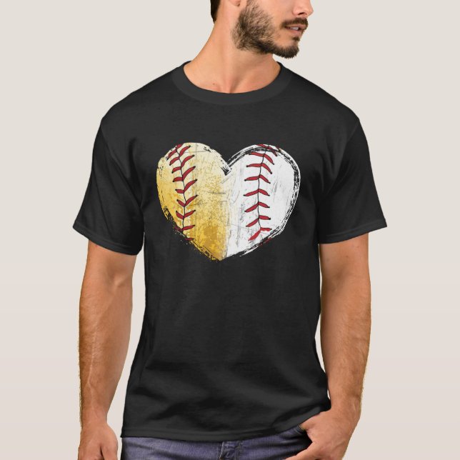 Camiseta Ball Mom Heart Baseball Softball Mama Women Mother (Anverso)