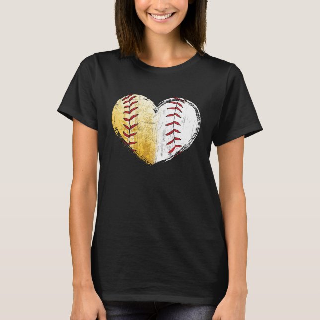 Camiseta Ball Mom Heart Baseball Softball Mama Women Mother (Anverso)