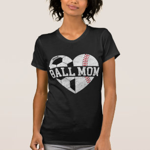 Camiseta Ball Mom Heart Fun Baseball Soccer Mom