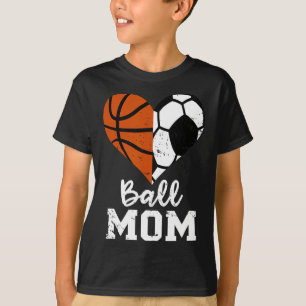 Camiseta Ball Mom Heart Fun Soccer Basketball Mom