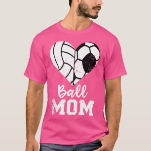 Camiseta Ball Mom Heart Funny Soccer Volleyball Mom