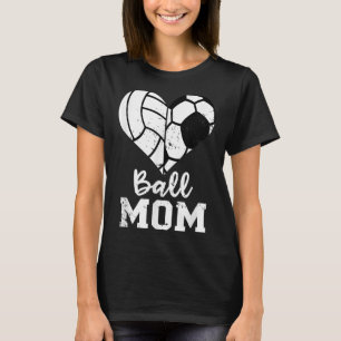 Camiseta Ball Mom Heart Funny Soccer Volleyball Mom