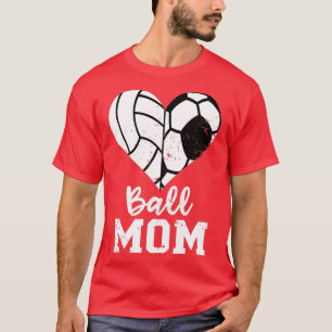 Camiseta Ball Mom Heart Funny Soccer Volleyball Mom