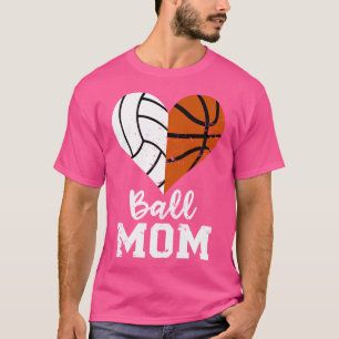 Camiseta Ball Mom Heart Funny Volleyball Basketball Mom