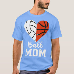 Camiseta Ball Mom Heart Funny Volleyball Basketball Mom