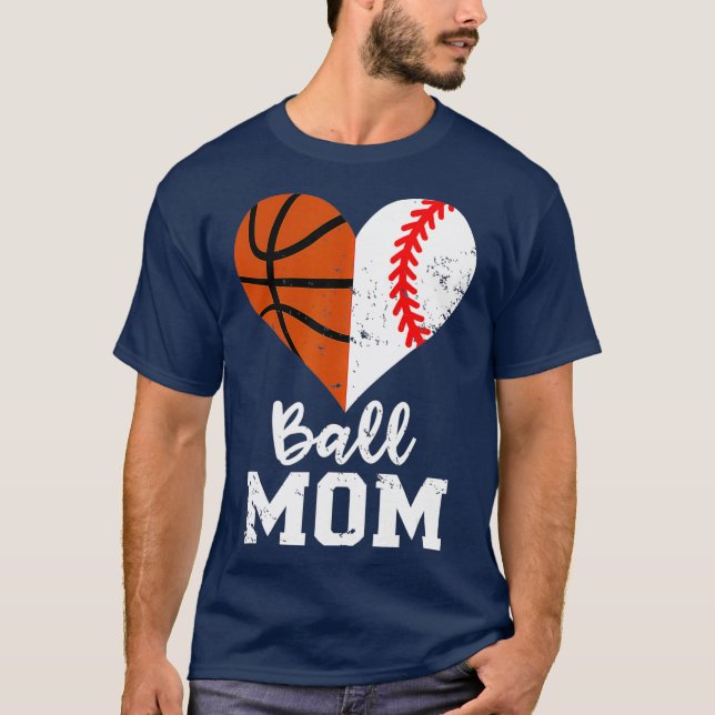 Camiseta Ball Mom Heart Graciosa Béisbol Béisbol Mamá (Anverso)