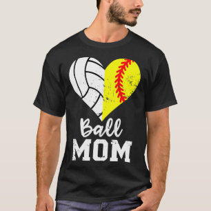 Camiseta Ball Mom Heart Graciosa Madre de voleibol de volei