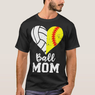 Camiseta Ball Mom Heart Graciosa Madre de voleibol de volei