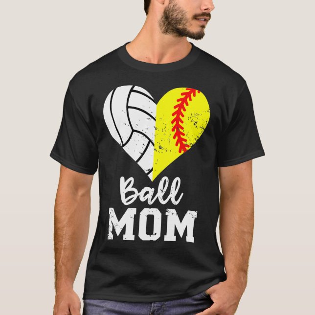 Camiseta Ball Mom Heart Graciosa Madre de voleibol de volei (Anverso)