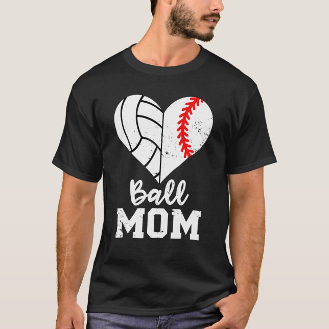 Camiseta Ball Mom Heart Graciosa Voleibol Mamá (Anverso)