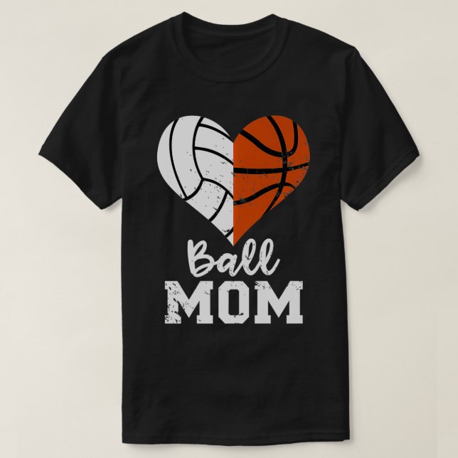 Camiseta Ball Mom Heart Gracioso Voleibol Básquetbol Mamá P (Diseño del anverso)
