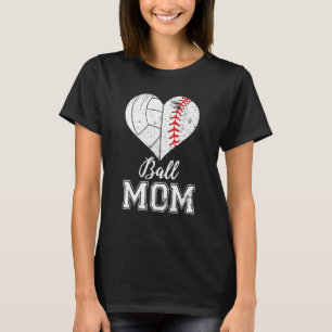 Camiseta Ball Mom Heart Love Mujeres De Voleibol De Béisbol