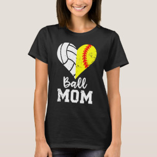 Camiseta Ball Mom Heart Softball Volleyball Mom