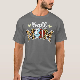 Camiseta Ball Mom Leopard Funny Football Volleyball Player