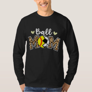 Camiseta Ball Mom Leopard Funny Soctball Player Mom