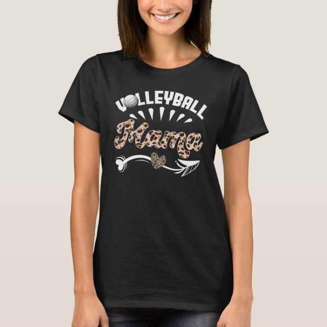 Camiseta Ball Mom Mother's Day  Volleyball Mama Leopard (Anverso)
