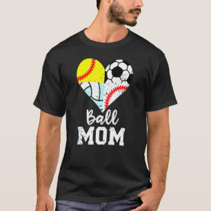 Camiseta Ball Mom Soccer Baseball Softball Voleibol Corazón