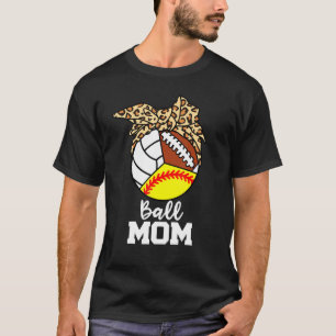 Camiseta Ball Mom Softball Volleyball Football Leopard Mom