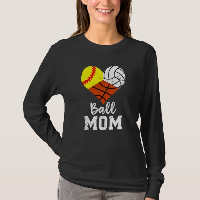 Camiseta Ball Mom Softbol Voleibol de voleibol de bola Mamá (Anverso)