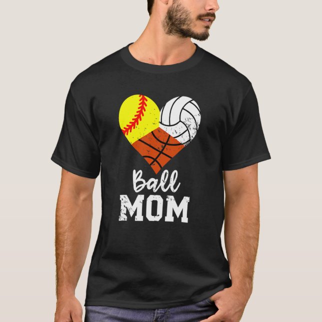 Camiseta Ball Mom Softbol Voleibol de voleibol de bola Mamá (Anverso)