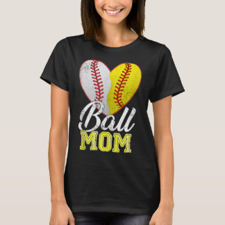 Camiseta Ball Mom Women Mama Heart Baseball Softball Mother