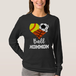 Camiseta Ball Mommom Heart Softball Soccer Basketball Mom