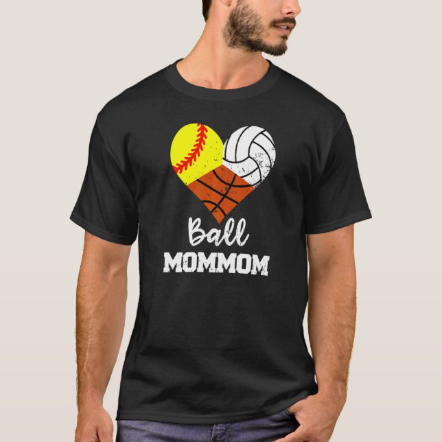 Camiseta Ball Mommom Heart Softball Volleyball Basketball M (Anverso)