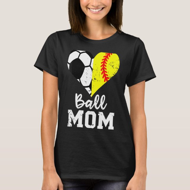 Camiseta Ball Mommom Hearter Soccer Softball Mamá (Anverso)