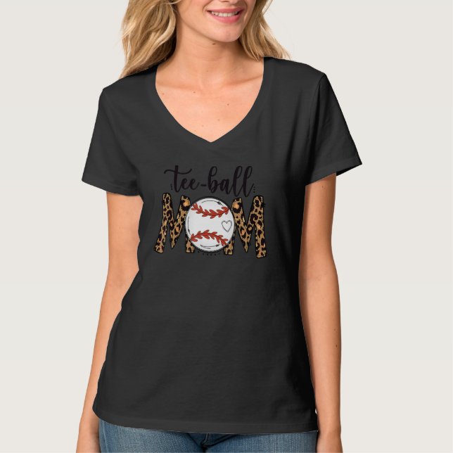 Camiseta Ball Mom's Day Tee Teeball Mom Leopard (Anverso)