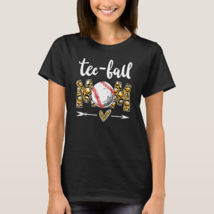 Camiseta Ball Mom's Day Teeball Mom Leopard Heart 1