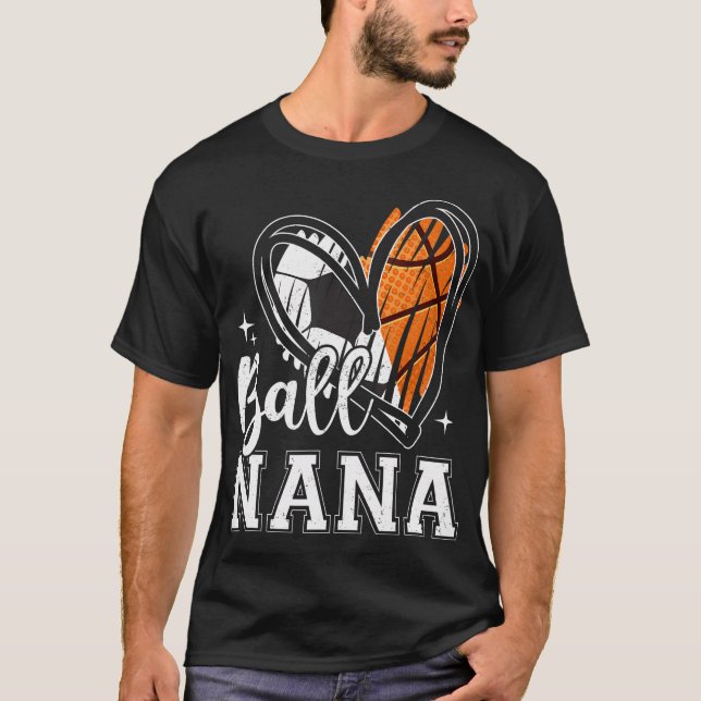 Camiseta Ball Nana Heart Soccer Basketball Abuela De Madre (Anverso)